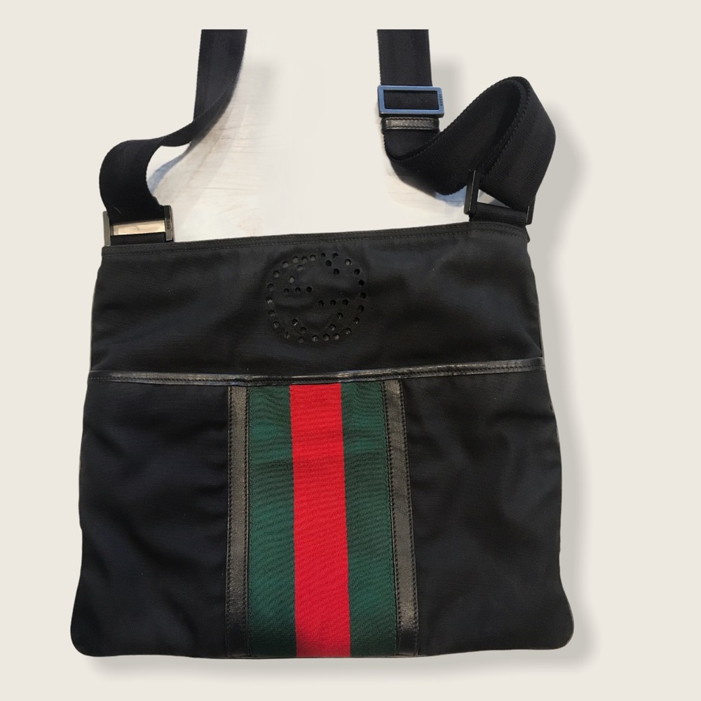 Authentic !GUCCI• Nylon Iconic Web Crossbody